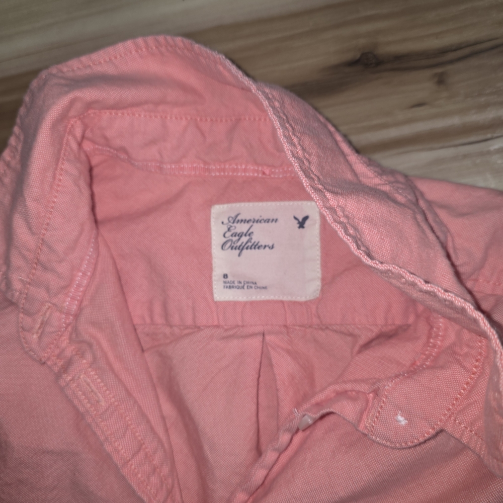 American Eagle Outfitters Coral Button-Down Shirt - Picture 3 of 4